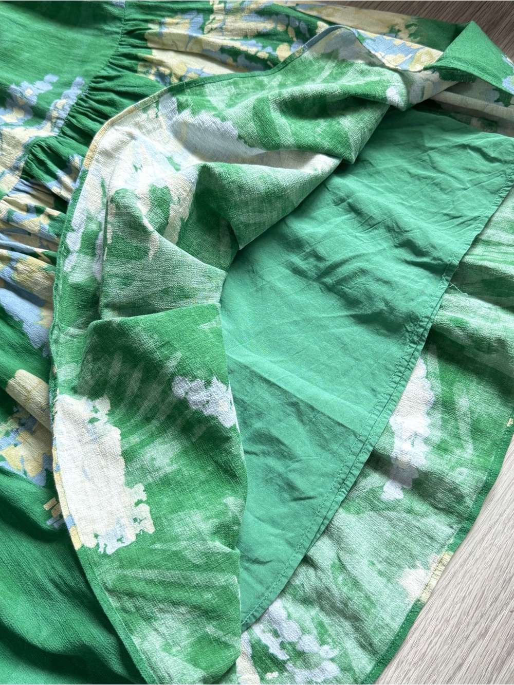 ba&sh Plarie Cotton Voile Tiered Midi Skirt | Green | FR 38 (US 6) - Picture 6 of 9